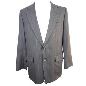Mens blazer size 42L 42 long sport coat gray suit jacket wool 2 button Hickey